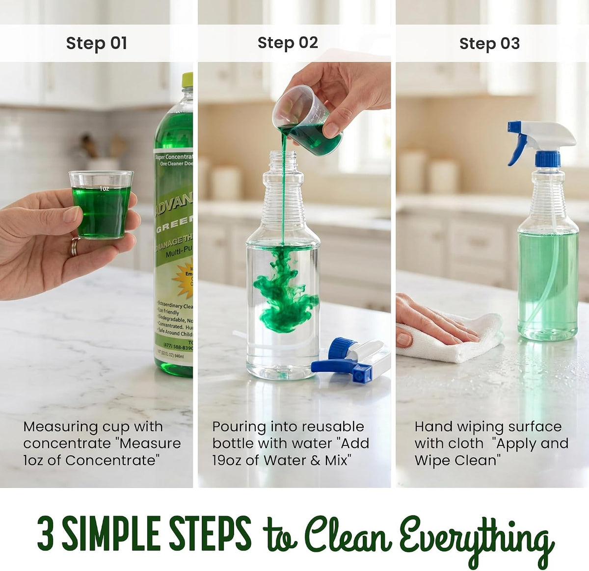 Advanage 20X All Purpose Cleaner Concentrate – The Wonder Cleaner 32 fl oz Green Apple Cleaning Supplies for Bathroom Cleaner, Floor Cleaner, Multipurpose Cleaner | Made in USA Multisurface Cleaner