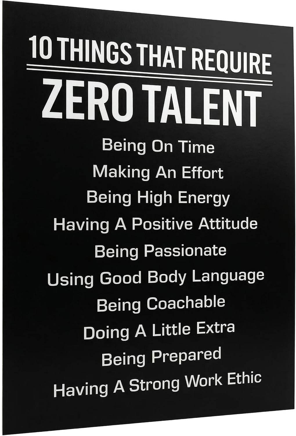 10 Things That Require Zero Talent Print, 8x10 Unframed Motivational Decor