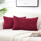 Fancy Homi 2 Packs Burgundy Long Lumbar Decorative Throw Pillow Covers 12x24 by Fancy+Homi