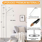 marctronic Silver Modern Floor Lamp, 18W 1800LM Bright LED, Touch Control & Memory Function, Dimmable Timing Eye-Caring Lamp for Office/Bedroom