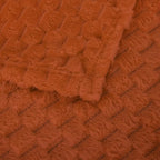 Puncuntex Burnt Orange Throw Blanket 50"×60" inches Fuzzy 3D Jacquard - Image 7