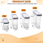 Cereal Containers Storage Set, Airtight Food Storage Container with Lid 4L/135.2oz,4PCS BPA-FREE Plastic Pantry Organization Canisters for Rice Cereal Flour Sugar Dry Food in Kitchen
