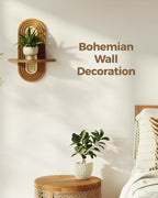 Bamworld Boho Wall Decor Plant Wall Shelf Plant Stand Bamboo-Look Weave