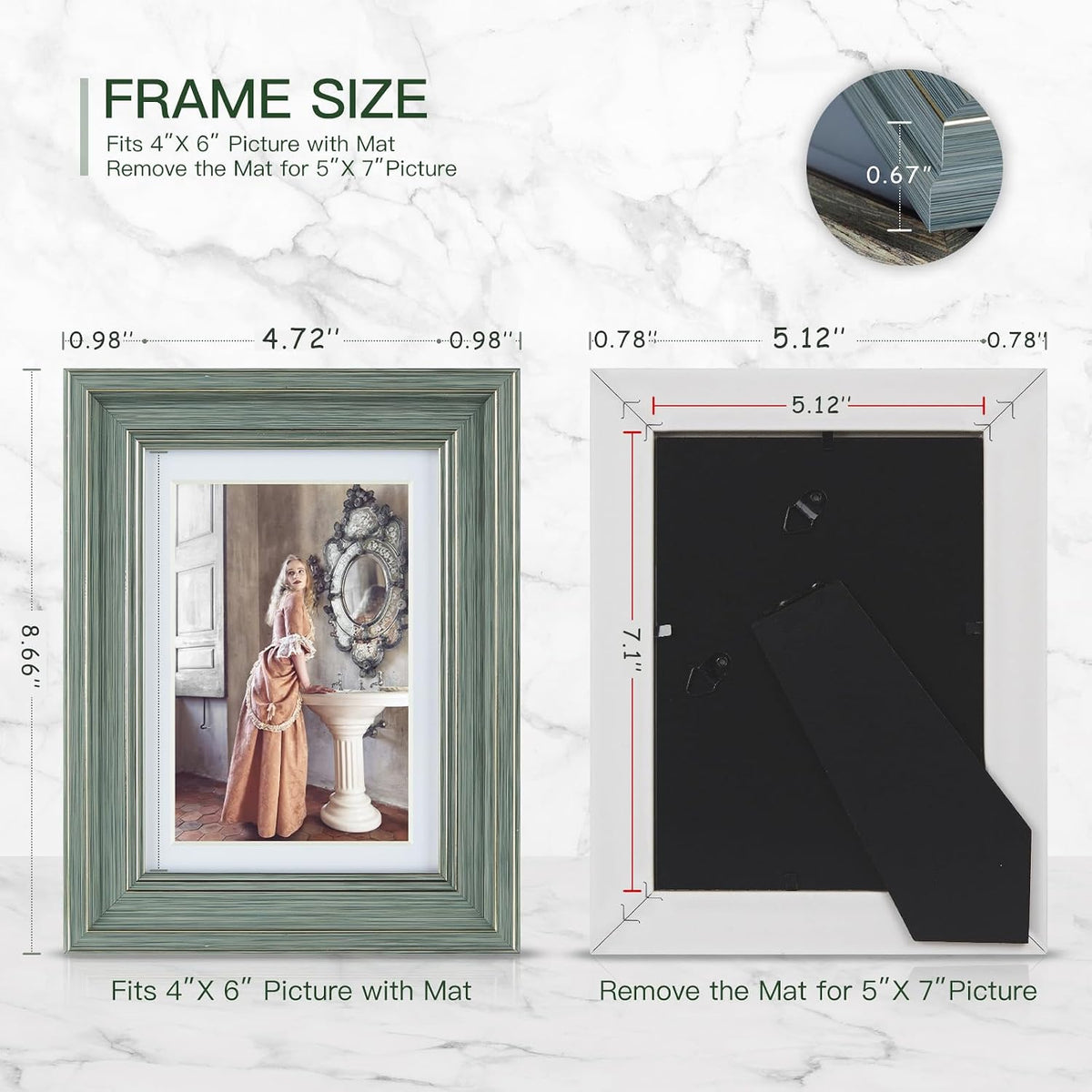 3 Pack 5x7 Picture Frames,Farmhouse Rustic Vintage Photo Frame(Multicolor)