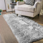 Latepis Runners 2x6 Grey Fur Faux Sheepskin Rug Washable Gray Area Rug Fluffy - Image 7