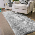 Latepis Runners 2x6 Grey Fur Faux Sheepskin Rug Washable Gray Area Rug Fluffy by Latepis