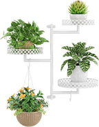 OVICAR Rotating Window Plant Shelves - Indoor Wall Plant Stand 3-Tier Floral Metal Window Shelf Holder for Multiple Plants with Hanging Hooks Home Decor Black