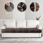 Leather Look Couch Cushion Covers Sofa Seat Slipcovers Sets Couches Furniture - Image 6