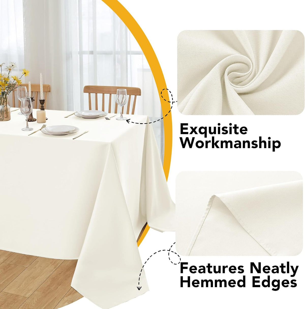 10-Pack Ivory Tablecloths for Rectangle Tables, 60 x 102 Inches