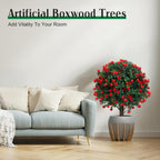 AOKIIE 24" Artificial Boxwood Topiary Bushes UV Resistant for Outdoor 2PCS