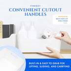 FINESSY White Plastic Storage Bins for Pantry with Handle 2 Pack White Bins
