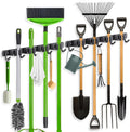 ZONGOOL 2 Pack Mop Broom Holder Wall Mount 4 Racks 5 Hooks Storage Black
