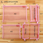 Zipper Mesh Bags, 5 Pack Pencil Pouch Set, Lightweight Nylon, Pink