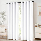 Yakamok Pure White Curtains 84 inch Long, 50% Light Blocking Gormmet Window - Image 2