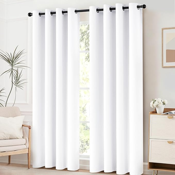 Yakamok Pure White Curtains 84 inch Long, 50% Light Blocking Gormmet Window - Image 2