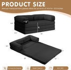 Convertible Sofa Bed Queen,5-in-1 Tri-Fold Boneless Couch with Removable Armrests & Handle,Corduroy Futon Sleeper Sofa,Floor Folding Mattress Pull Out Bed for Small Space Living Room Bedroom,Black