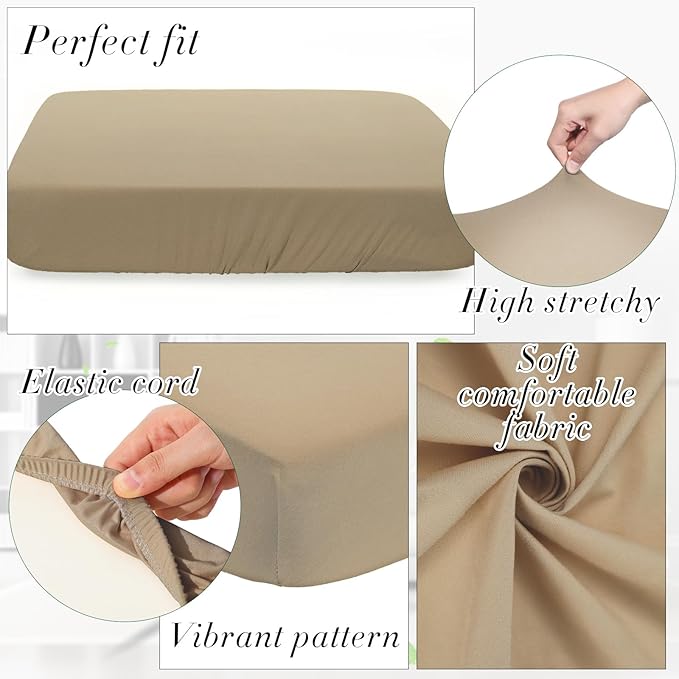 Newwiee Set of 4 Stretch Patio Cushion Covers Sofa Couch Seat Chair Slipcovers - Image 3