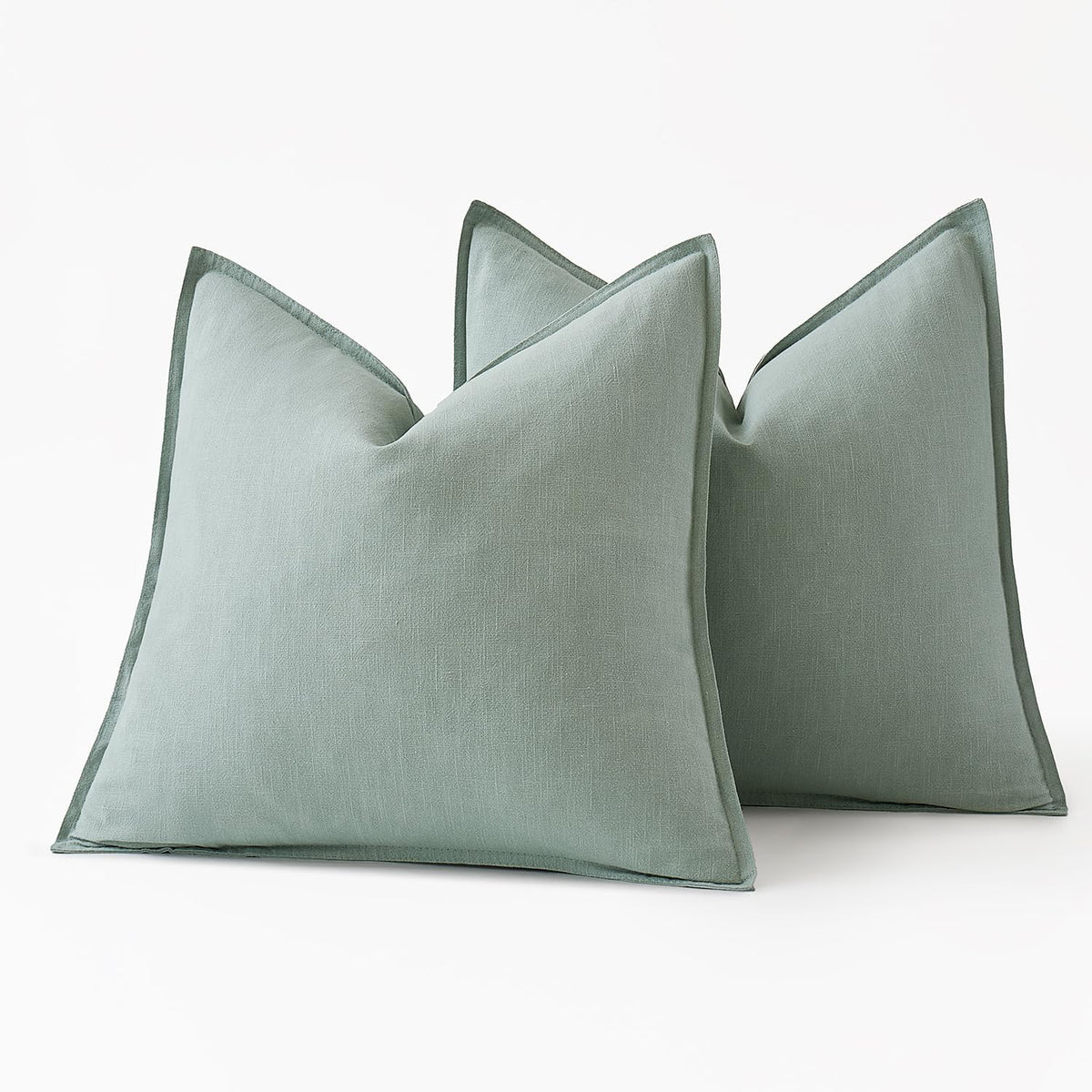 MIULEE Decorative Linen Euro Sham Pillow Covers 24x24 Aqua Green