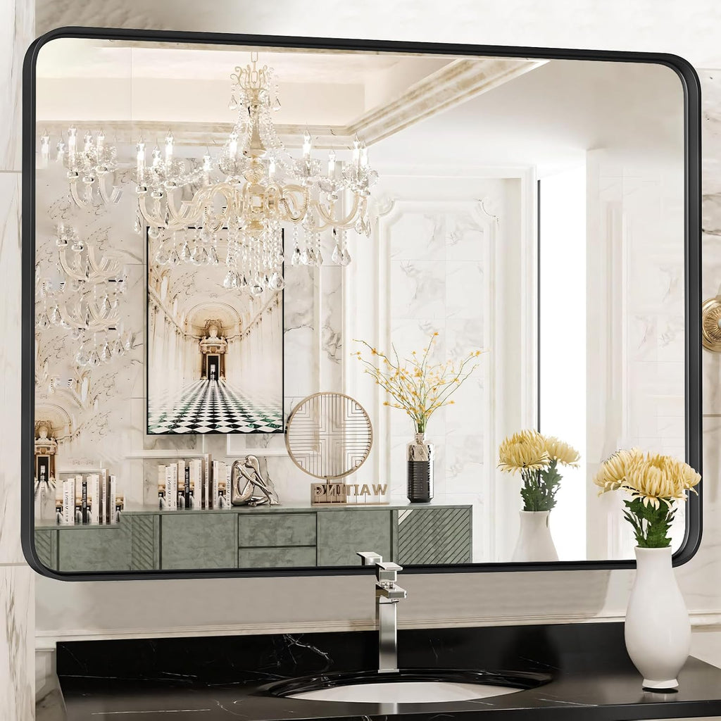 NEWBULIG 20X30 Inch Arched Bathroom Wall Mirror for Over Sink, Gold
