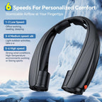 Portable Neck Fan, 6000mAh Rechargeable Personal Fan, 6 Speeds Hands Free Wearable Fan with 360° Surround Airflow, Ideal for Travel, Office, Sports, Home - Gifts for Men Women Dad Mom