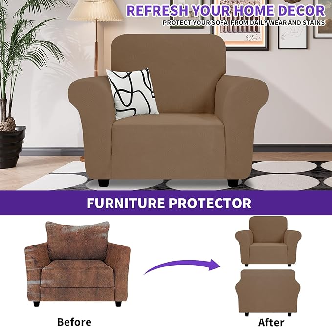 ZNSAYOTX Chair Cover with Arms, New Striped Sofa Chair Covers - Image 2