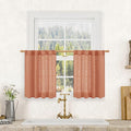 LAMIT Semi Sheer Linen Kitchen Curtains 24 Inch Length, Light Filtering Window by LAMIT