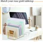 2 Pcs Wire File Sorter Desk 7 Section Organizer, Golden