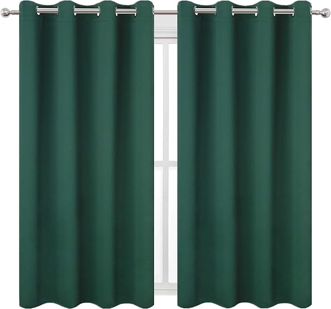 LEMOMO Blackout Curtains 52 x 45 inch/Green Curtains Set of 2 Panels/Thermal - Image 2