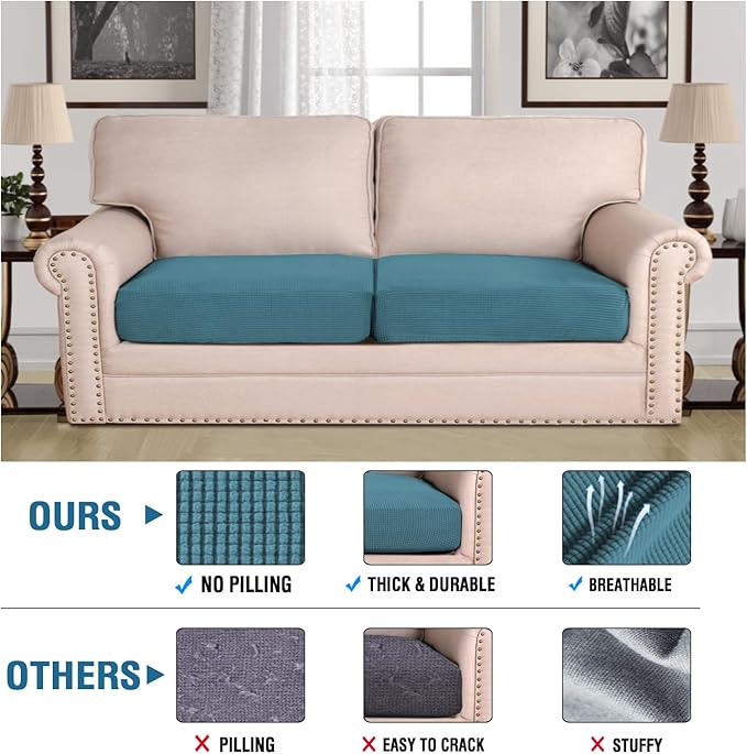 H.VERSAILTEX Super Stretch Individual Seat Cushion Covers Sofa Covers Couch - Image 2