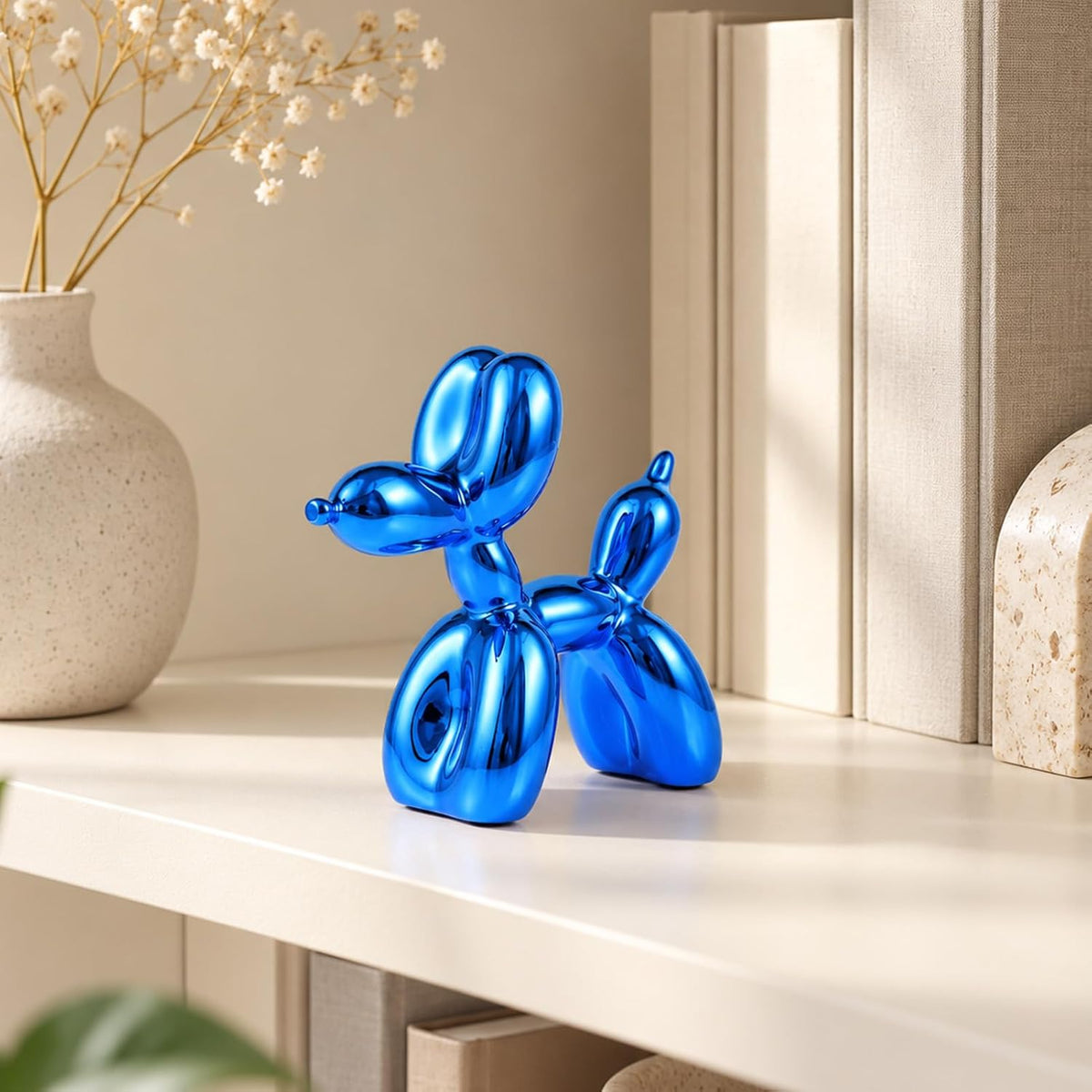 Blue Balloon Dog Decor,Balloon Animal Decor,Shelf Decor Preppy Room Decor,Cute Statue Home Decor, Bedroom Modern Sculpture Desk Decor,Office Gold Decorations Small Figurines