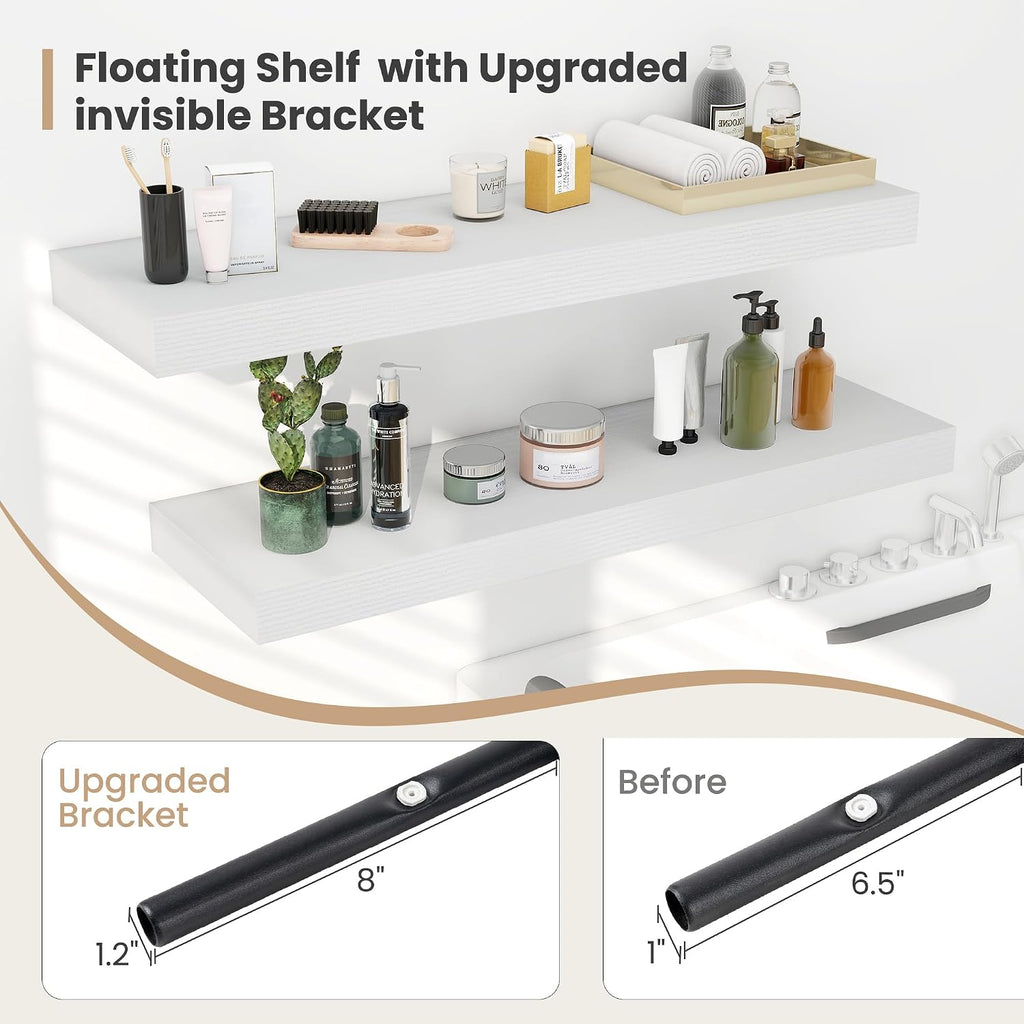 Heimlove 48 x 12 Deep Floating Shelves Wall Mounted Set of 2 White