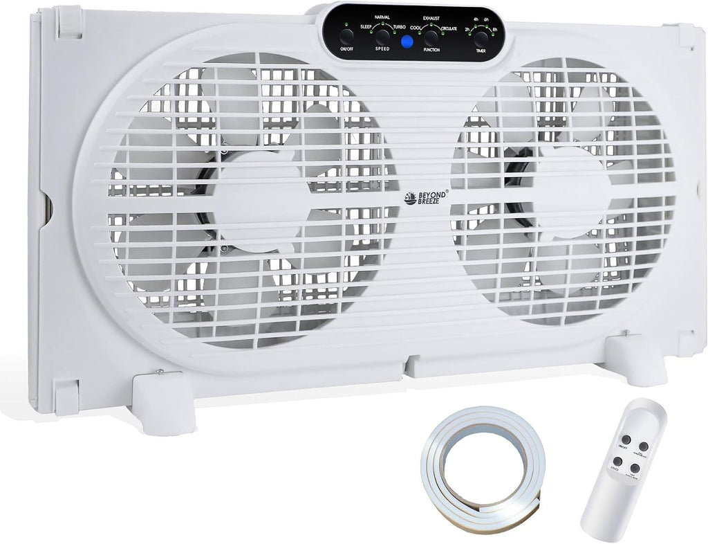 BEYOND BREEZE 9" Window Fan Reversible Airflow with Timer and Bug Screen