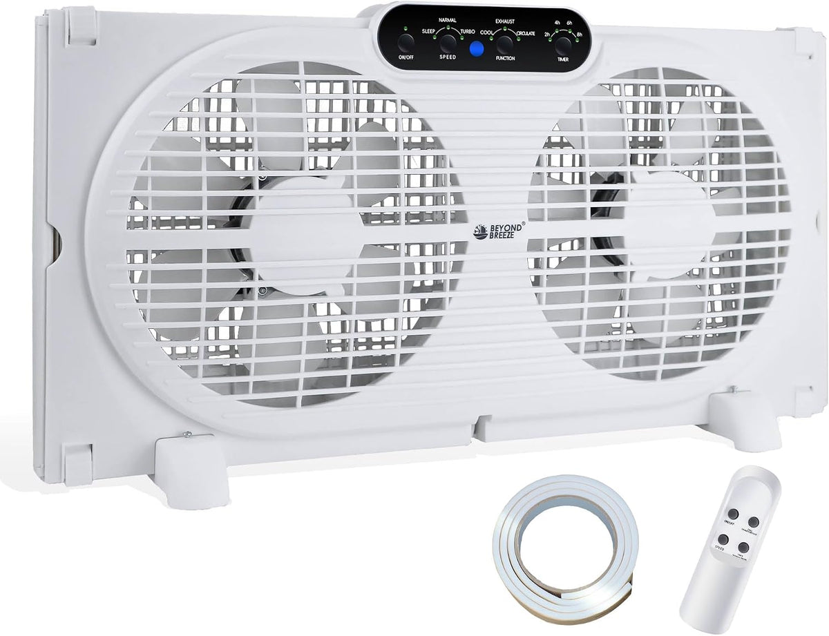 BEYOND BREEZE 9" Window Fan Reversible Airflow with Timer and Bug Screen
