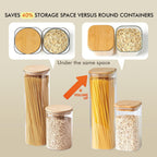 7 Pack Square Glass Storage Containers with Lids, Multi-Size Canisters Sets for the Kitchen & Pantry food storage jar – Ideal for Storing Pasta, Cereal, Flour, Sugar, Nuts, Coffee Beans & More