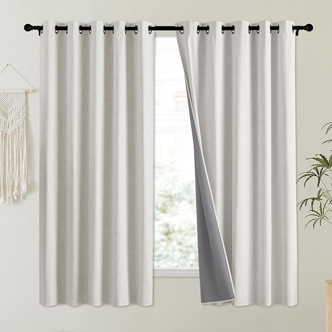 NICETOWN Snowbound Vintage Linen 100% Blackout Curtains - Image 2