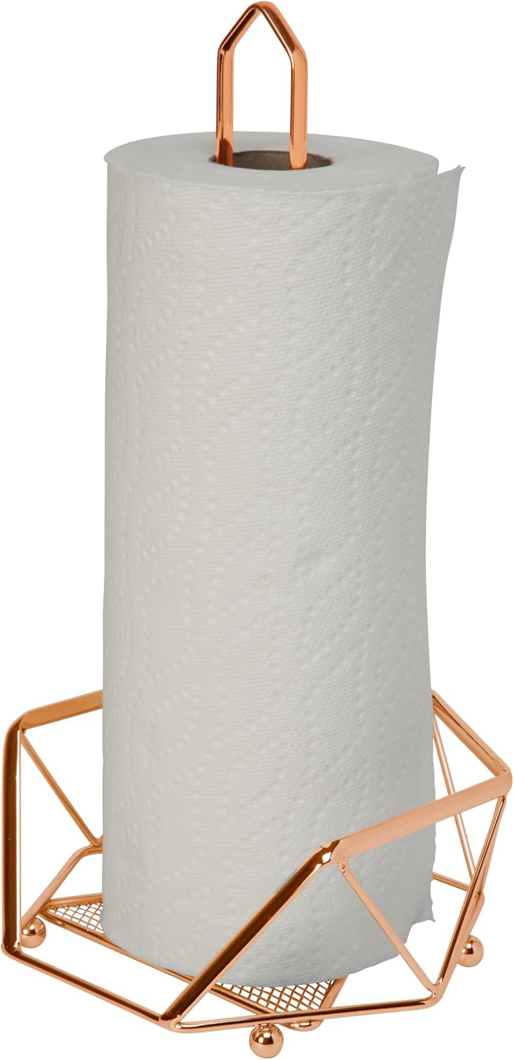 Kitchen Details Geode Paper Towel Holder | Countertop | Free Standing | Holds 1 Large Roll | Rust Resistant | Decorative | Copper
