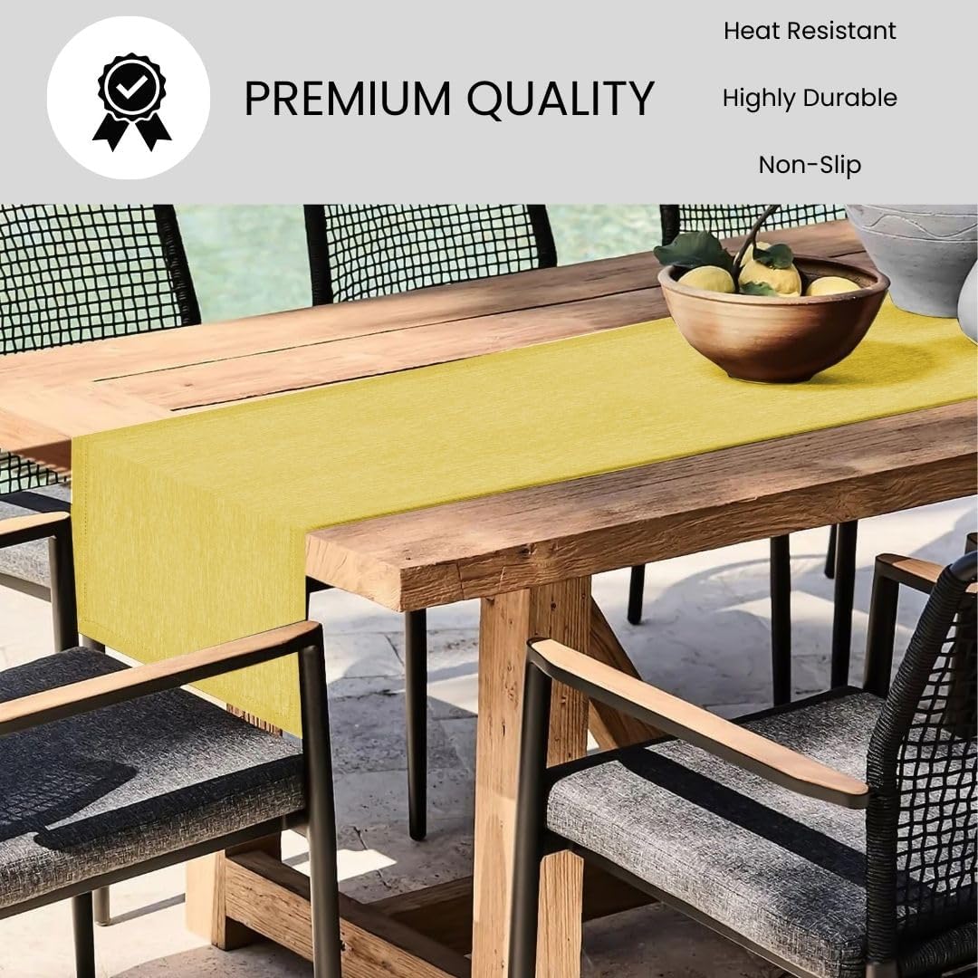 Pure Linen Table Runner 72 inch Long - Soft Durable Washable - Farmhouse Table Runners for Everyday Use Weddings Holidays Christmas - 13x72 Rustic Vintage Dining Table Runner Yellow