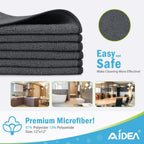 AIDEA Gray Microfiber Cleaning Cloth-100PK, Cleaning Rags 12"x12" Absorbent
