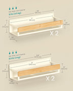 SONGMICS 4-Pack Strong Magnetic Real Bamboo Spice Racks for Fridge