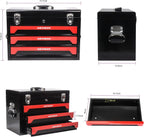 3 Drawers Tool Box with Key Locking and Ball-Bearing Drawers,Multifunctional Home Repair Kit w/Wrench/Screwdriver/Pliers/Hammer,for DIY Enthusiast,Mechanic, Maintenance Worker,Black
