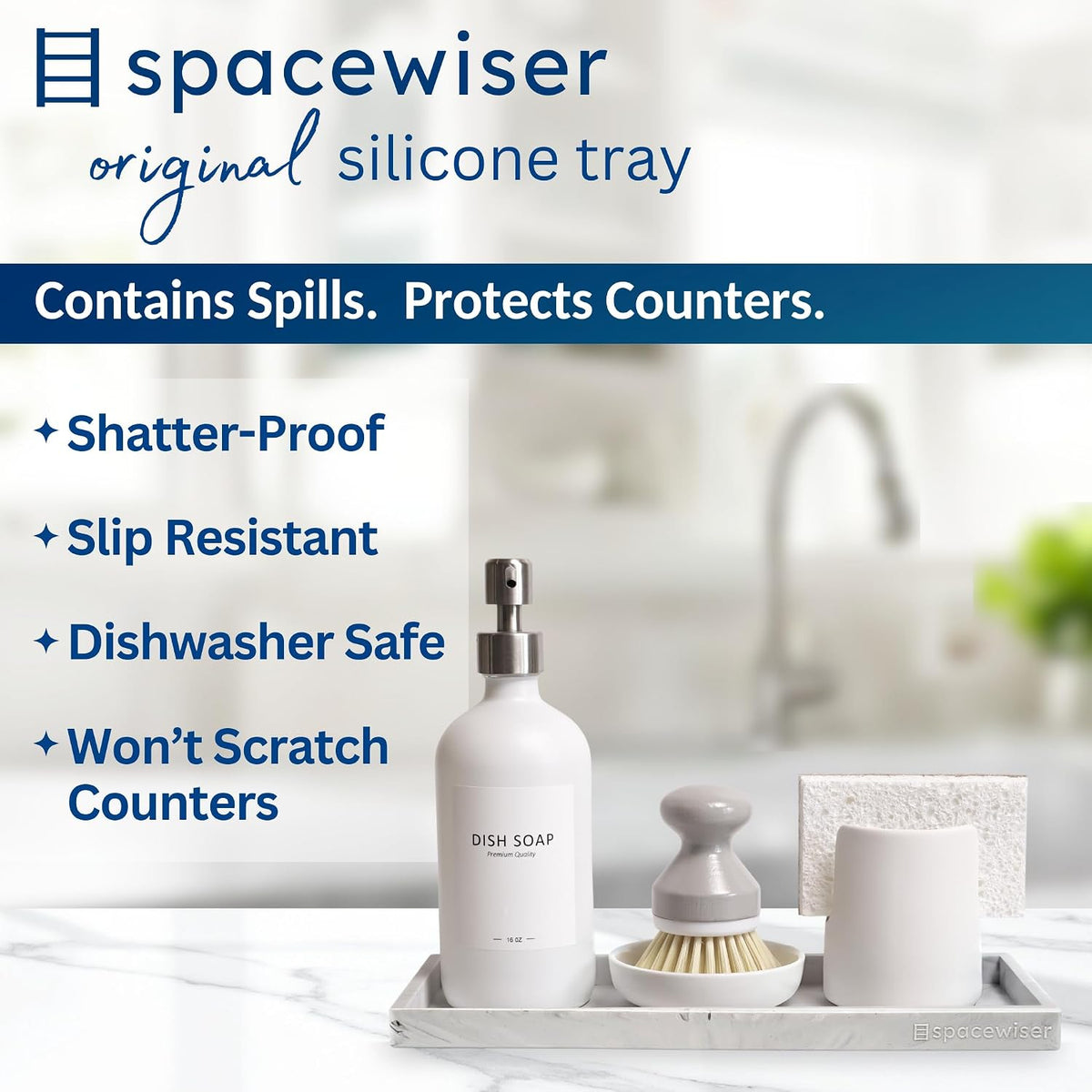 Silicone Countertop & Vanity Tray – 11.7” Bathroom Counter Tray