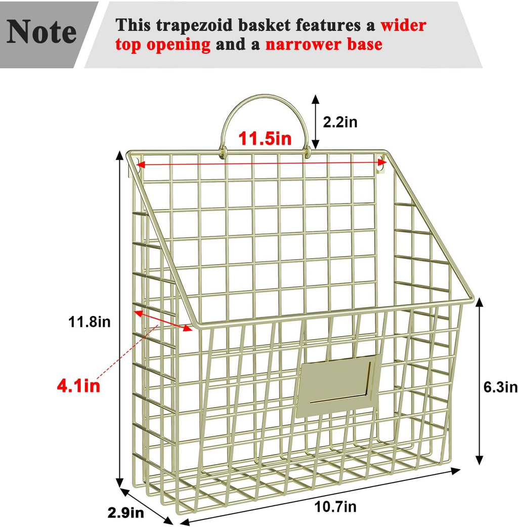 4 Packs Hanging Wall File Organizer with Hooks, Magazine Rack ,Mail Basket