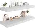 Heimlove 48 x 12 Deep Floating Shelves Wall Mounted Set of 2 White