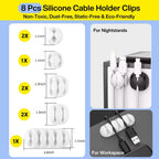 [313Pcs] Cable Management Kit, Reusable Computer Desk Cord Organizer, White