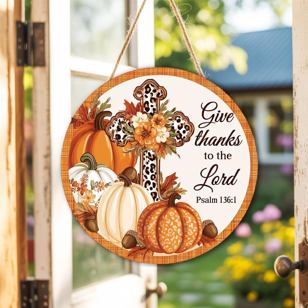 Give Thanks to the Lord Fall Decorations Sign for Home, Fall Christian Sign