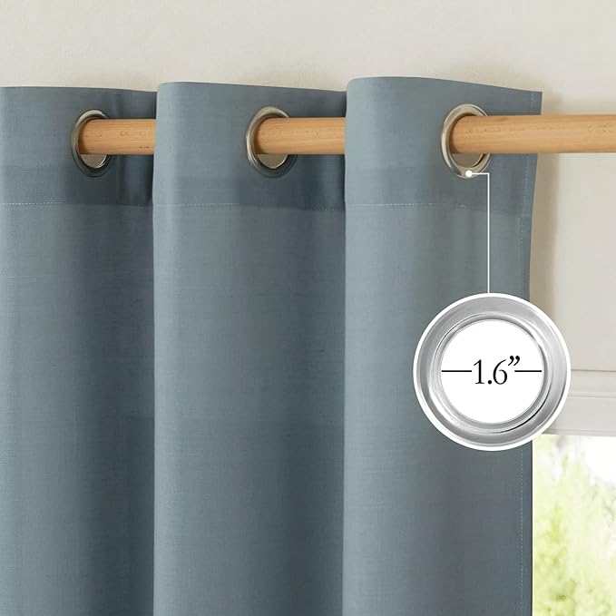NICETOWN Thick Stone Blue Linen Curtains - Image 2