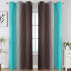 Estelar Textiler Brown and Teal Room Darkening Blackout Curtains 84 Inch Length - Image 2