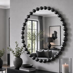 Madison Park 27 inch Black Round Mirror, Round Mirrors for Wall Decor, Metal Frame Circle Mirror for Bathroom, Living Room, Round Wall Metal Art Mirror