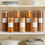 Talented Kitchen Labels for Storage Bins - Water-Resistant Food Container Stickers - Vinyl Jar Labels with Gold Text - Preprinted Pantry Container Stickers - 2.5 x 2.5 in, Pack of 144