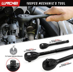 LLNDEI 160Pc Mechanics Socket Set 1/2 1/4 3/8" Drive Metric